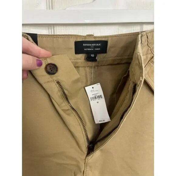 NWT Banana Republic Khaki Chico Shorts Size 10 Classic Pockets Vacation Beach - Picture 4 of 6
